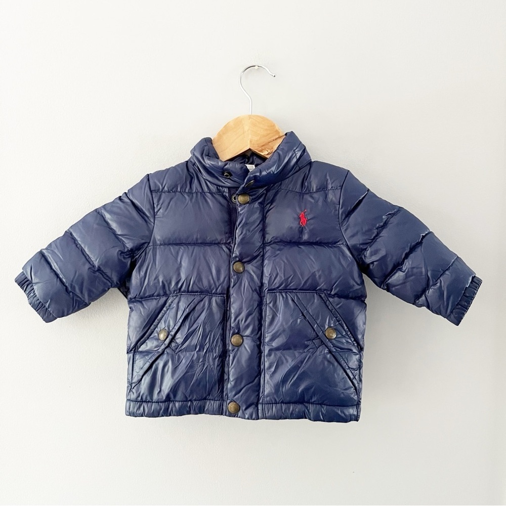 Polo Ralph Lauren Baby Boy Navy Blue Hooded Puffer Jacket Coat 9M